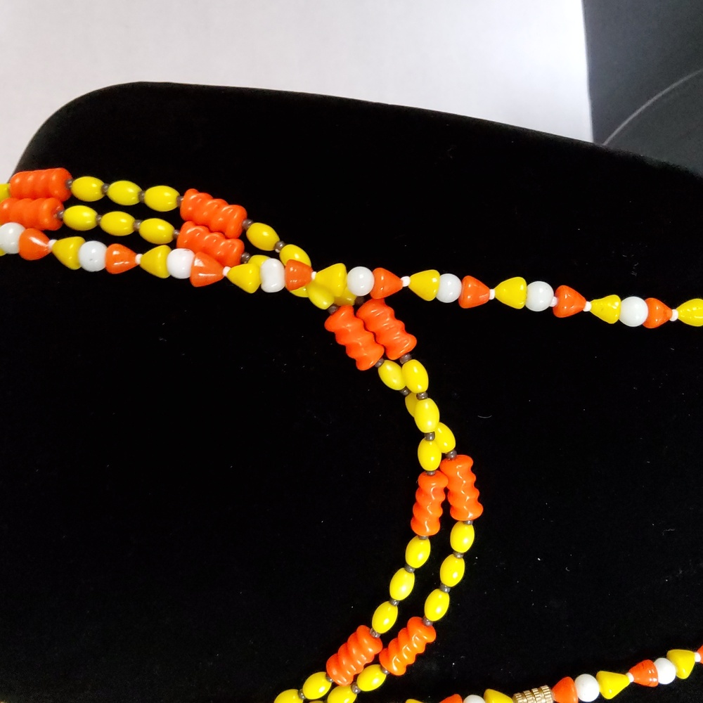 Vibrant Candy Corn Glass Necklace Lot - Picture 3 of 8